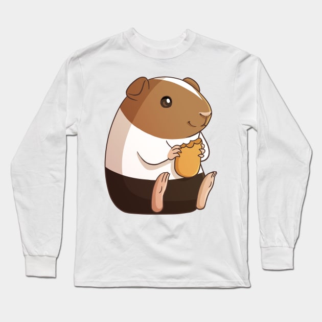 Cute Guinea Pig Snacking Long Sleeve T-Shirt by PaperRain